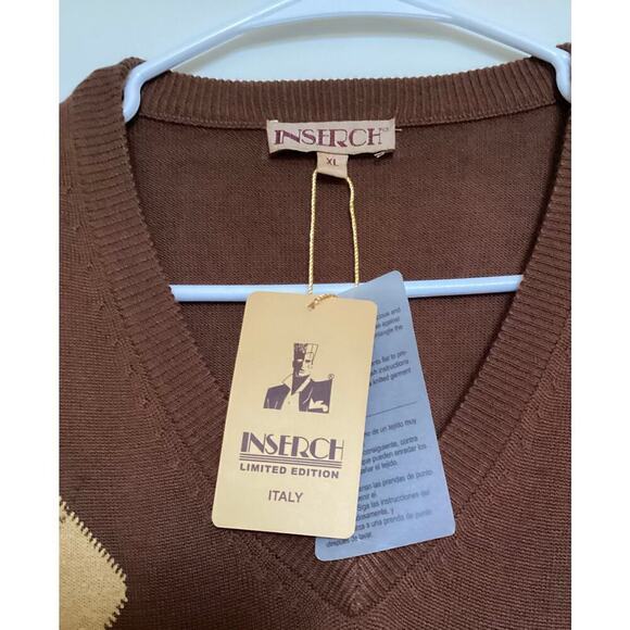 VTG Inserch Argyle Pullover V-Neck sleeveless sweater XL mens - Picture 2 of 5